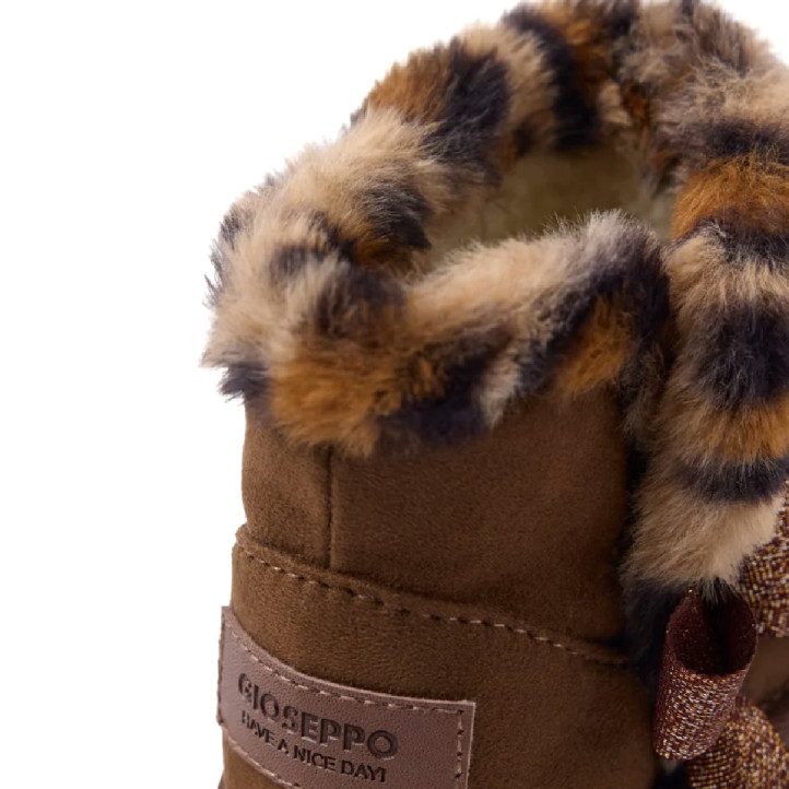 Botins Gioseppo lathrun marrons amb llaç i pel d'animal print estil australianes - Querol online