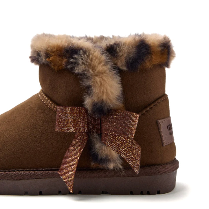 Botins Gioseppo lathrun marrons amb llaç i pel d'animal print estil australianes - Querol online