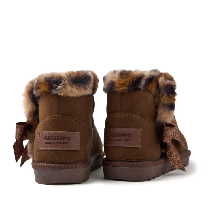 Botins Gioseppo lathrun marrons amb llaç i pel d'animal print estil australianes - Querol online