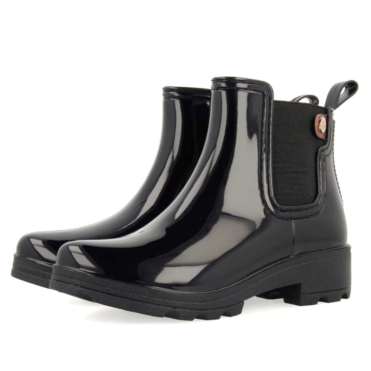 Botas agua Gioseppo 40840 negras efecto charol tipo chelsea - Querol online