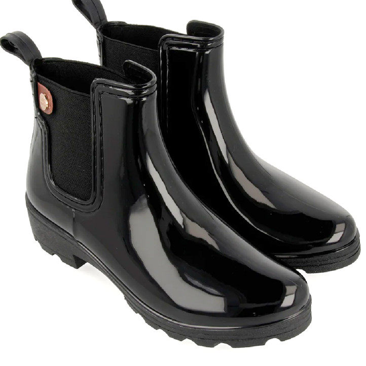 Botas agua Gioseppo 40840 negras efecto charol tipo chelsea - Querol online