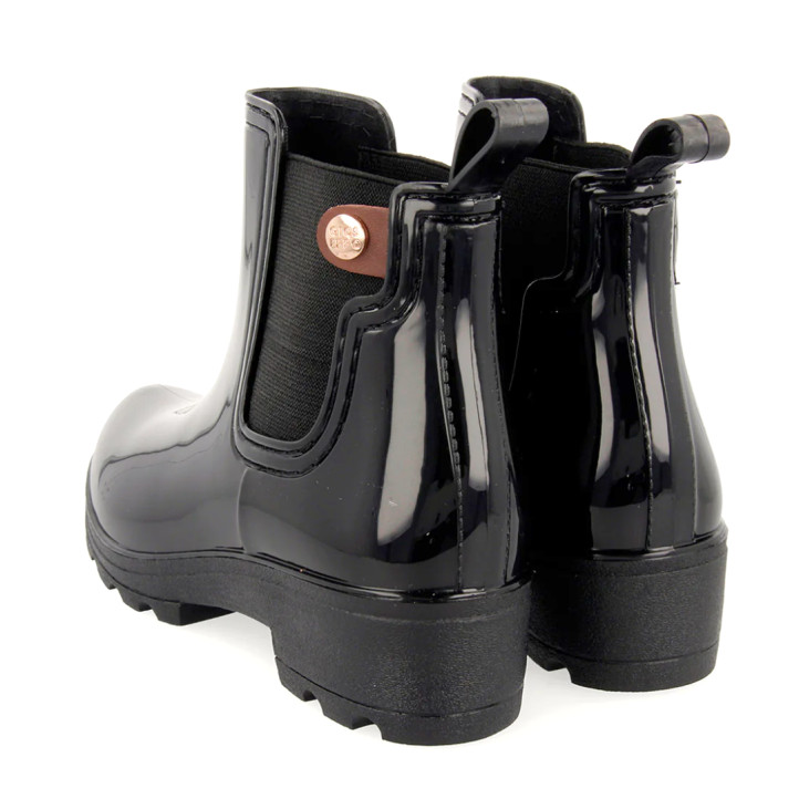 Botas agua Gioseppo 40840 negras efecto charol tipo chelsea - Querol online
