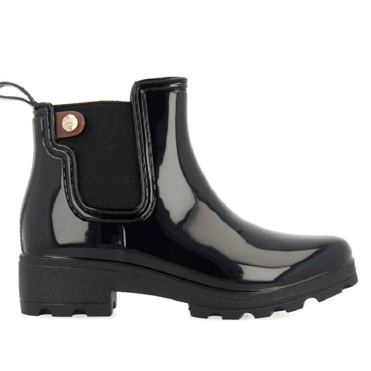Botas agua Gioseppo 40840 negras efecto charol tipo chelsea - Querol online