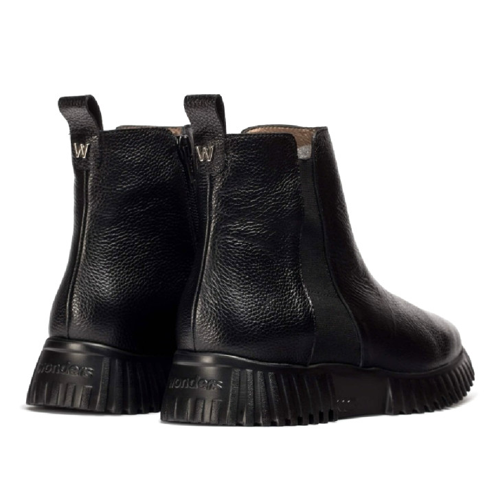 Botines planos Wonders flexfly 04 negros con goma lateral - Querol online