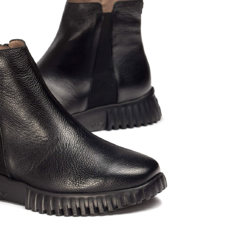 Botines planos Wonders flexfly 04 negros con goma lateral - Querol online