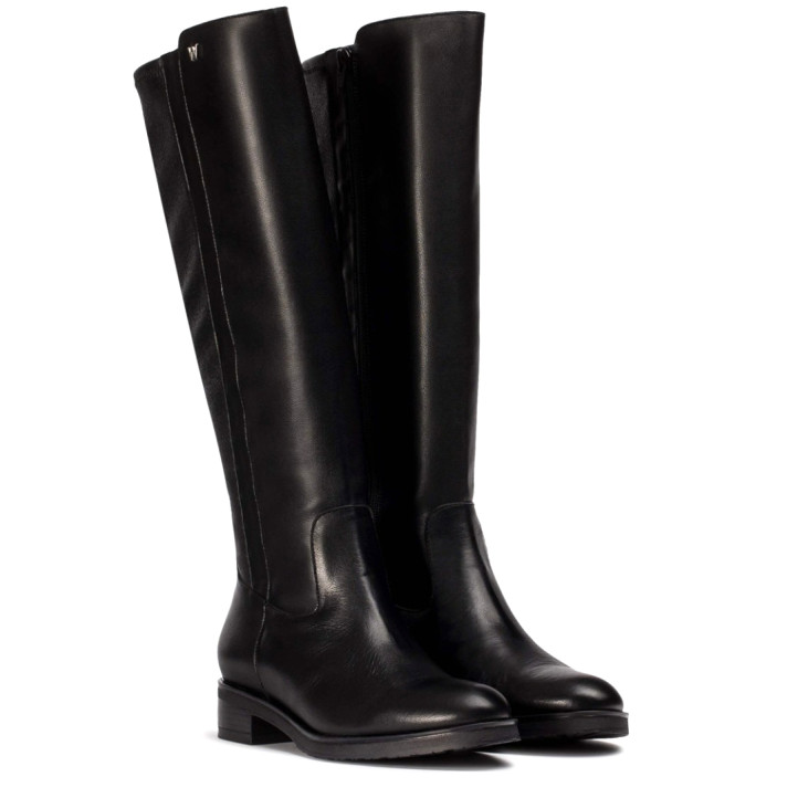 Botas planas Wonders codigree 00 negras con detalla elástico trasero - Querol online