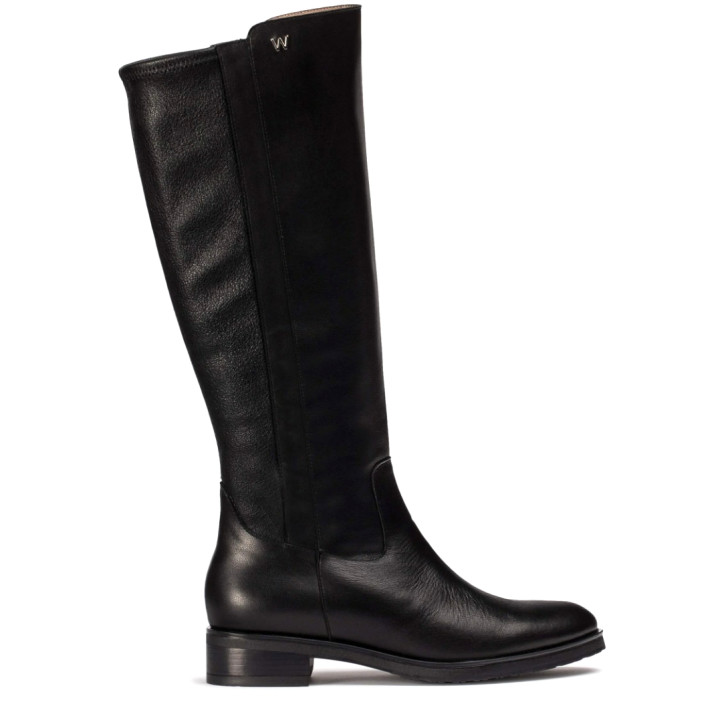 Botas planas Wonders codigree 00 negras con detalla elástico trasero - Querol online