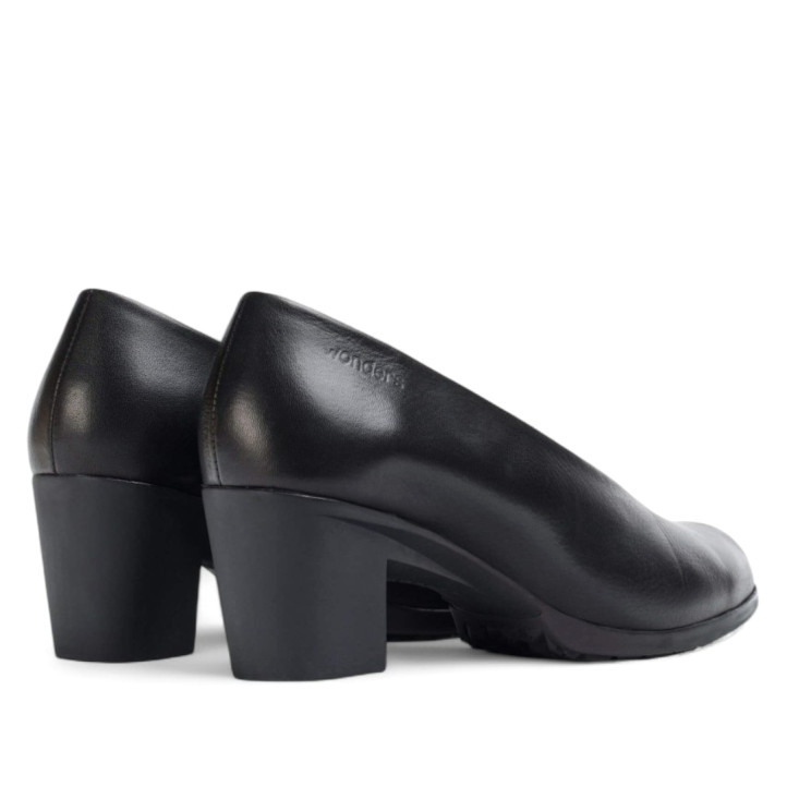 Zapatos tacón Wonders hexagon 23 negros escote cerrado - Querol online