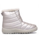 Botins plans blancs satinats encoixinats amb pelito i cremallera - Querol online