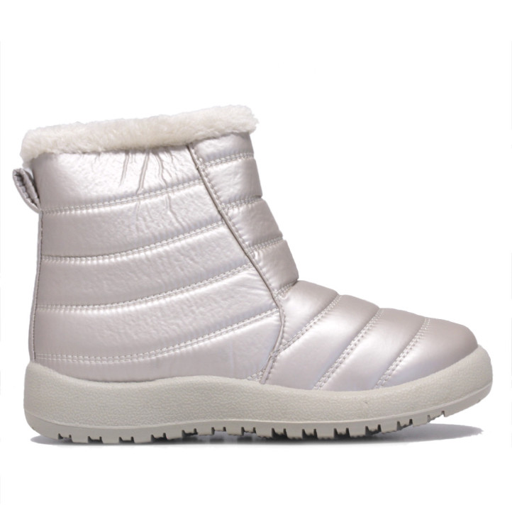 Botins plans blancs satinats encoixinats amb pelito i cremallera - Querol online