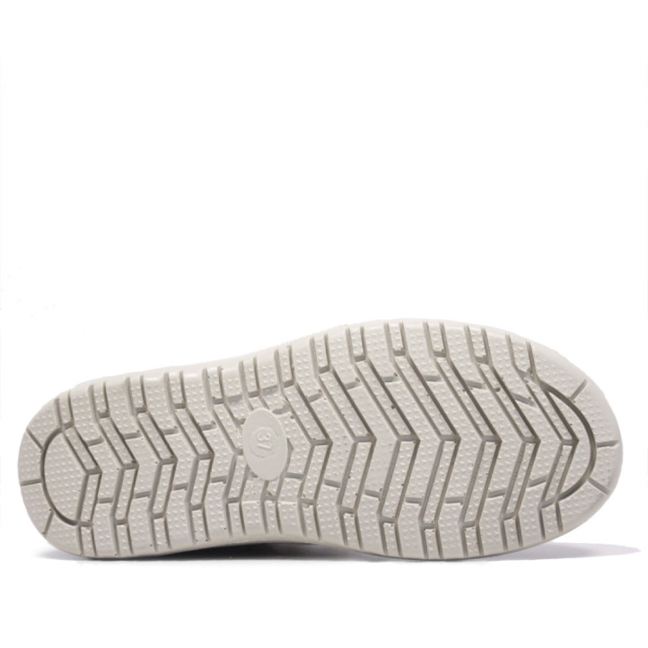 Botins plans blancs satinats encoixinats amb pelito i cremallera - Querol online