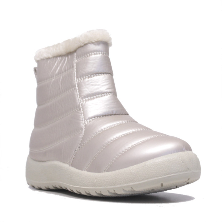 Botins plans blancs satinats encoixinats amb pelito i cremallera - Querol online