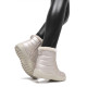 Botines planos blancos satinados acolchados con pelito y cremallera - Querol online