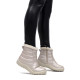 Botins plans blancs satinats encoixinats amb pelito i cremallera - Querol online