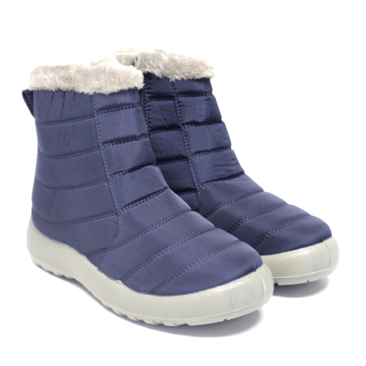Botines planos Stay azules acolchados con pelito y cremallera - Querol online