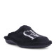 Zapatillas casa SUAVEFLEX negras con letras plateadas - Querol online