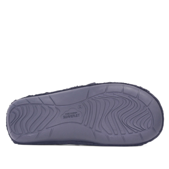 Zapatillas casa SUAVEFLEX negras con letras plateadas - Querol online