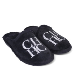 Zapatillas casa SUAVEFLEX negras con letras plateadas - Querol online