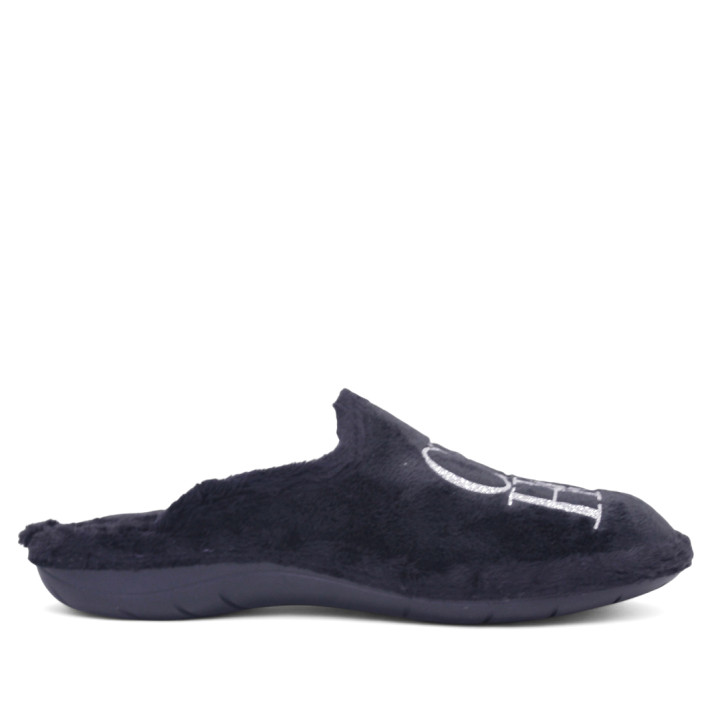 Zapatillas casa SUAVEFLEX negras con letras plateadas - Querol online