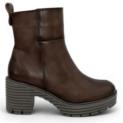 BOTINES DE PIEL CON CREMALLERA MOKA MARTA PORRONET - Querol online