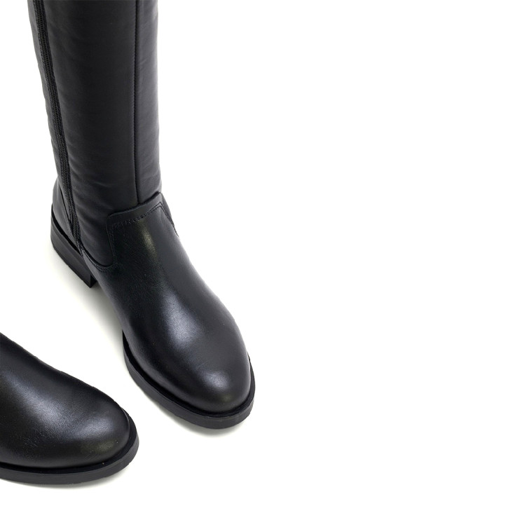 BOTAS ALTAS DE PIEL NEGRA CON CREMALLERA BELÉN PORRONET - Querol online