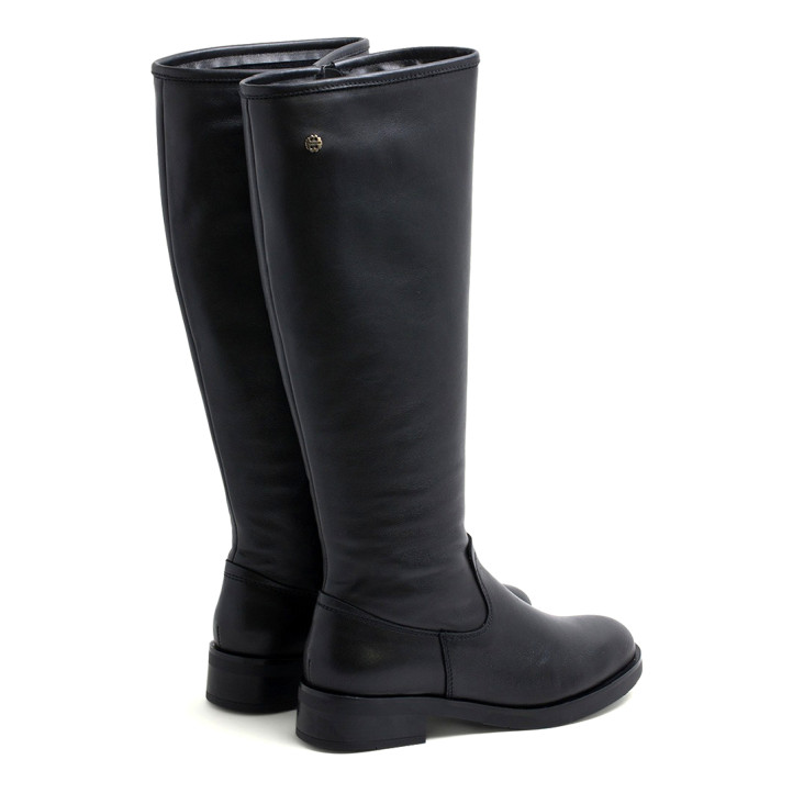 BOTAS ALTAS DE PIEL NEGRA CON CREMALLERA BELÉN PORRONET - Querol online