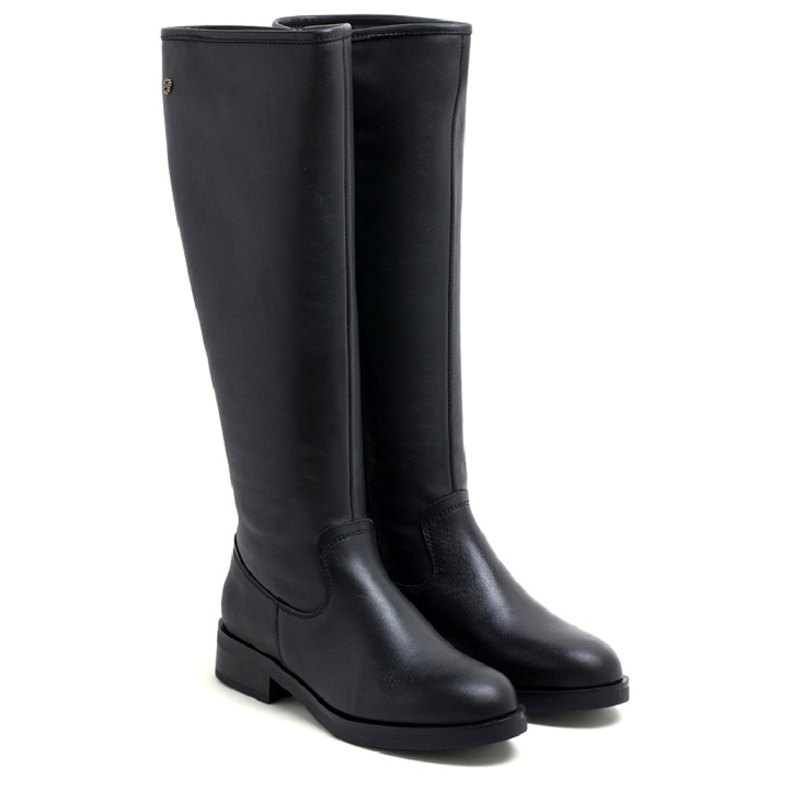 BOTAS ALTAS DE PIEL NEGRA CON CREMALLERA BELÉN PORRONET - Querol online