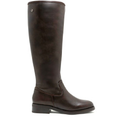 BOTAS ALTAS DE PIEL MOKA CON CREMALLERA BELÉN PORRONET - Querol online