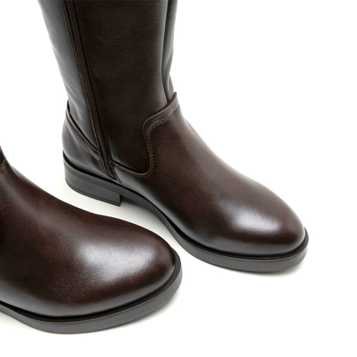 BOTAS ALTAS DE PIEL MOKA CON CREMALLERA BELÉN PORRONET - Querol online
