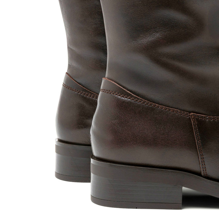 BOTAS ALTAS DE PIEL MOKA CON CREMALLERA BELÉN PORRONET - Querol online