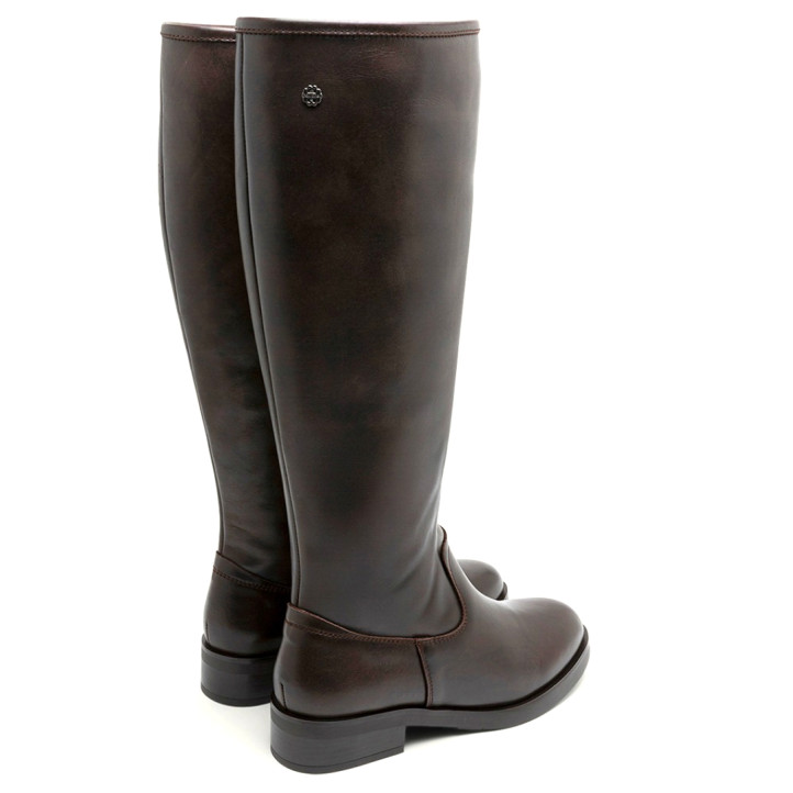 BOTAS ALTAS DE PIEL MOKA CON CREMALLERA BELÉN PORRONET - Querol online