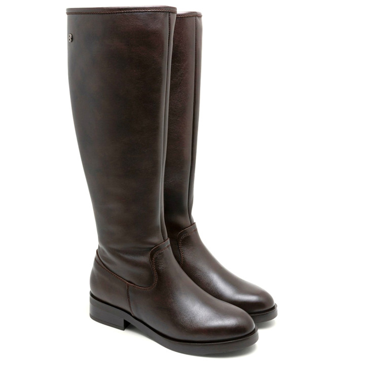 BOTAS ALTAS DE PIEL MOKA CON CREMALLERA BELÉN PORRONET - Querol online