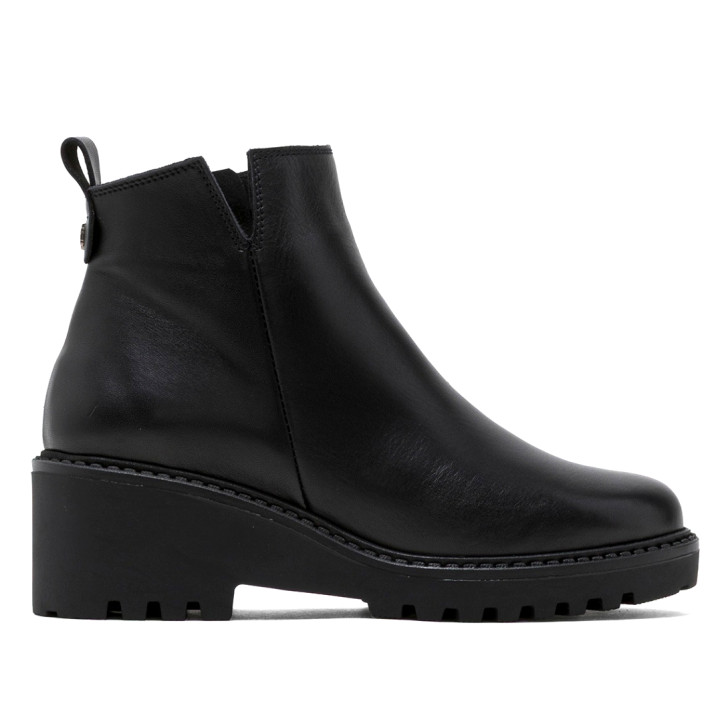 BOTINES DE PIEL CON CUÑA Y CREMALLERA NEGRA ELENA PORRONET - Querol online