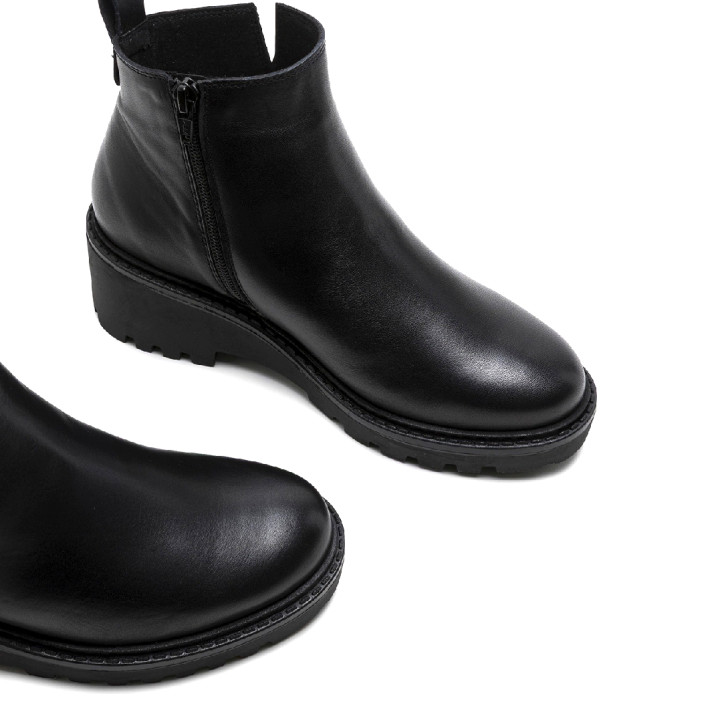 BOTINES DE PIEL CON CUÑA Y CREMALLERA NEGRA ELENA PORRONET - Querol online
