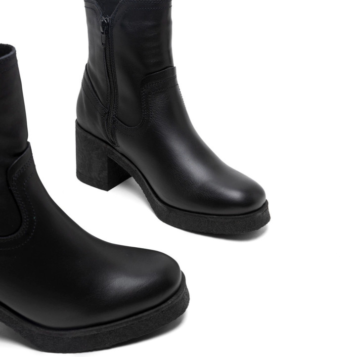 BOTINES DE PIEL CON CREMALLERA NEGRO MOLLY PORRONET - Querol online