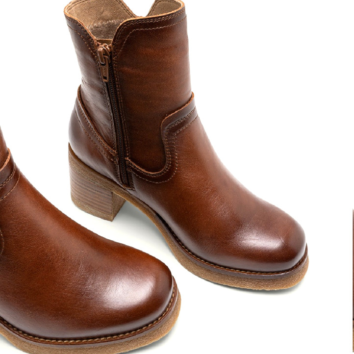 BOTINES DE PIEL CON CREMALLERA CUERO MOLLY PORRONET - Querol online