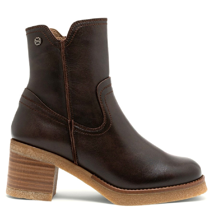 BOTINES DE PIEL CON CREMALLERA MOKA MOLLY PORRONET - Querol online