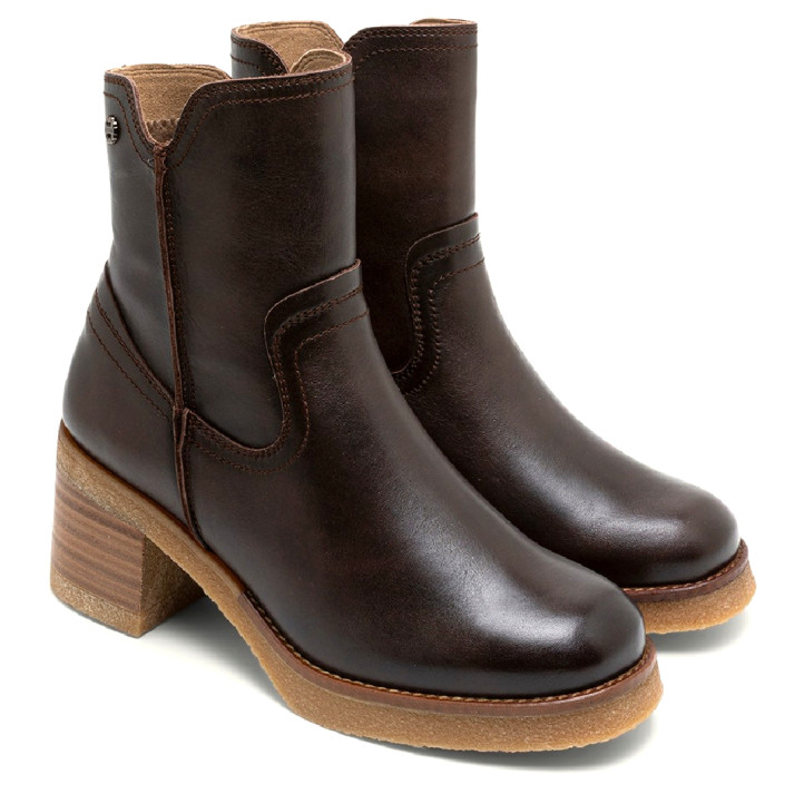 BOTINES DE PIEL CON CREMALLERA MOKA MOLLY PORRONET - Querol online