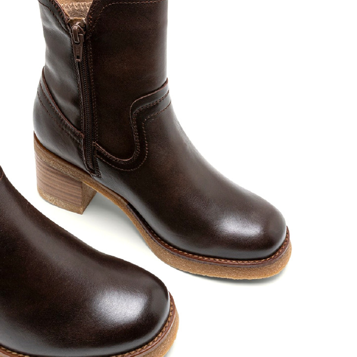 BOTINES DE PIEL CON CREMALLERA MOKA MOLLY PORRONET - Querol online