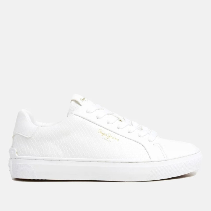 Zapatillas urban Pepe Jeans candem rum blancas con material efecto serpiente - Querol online