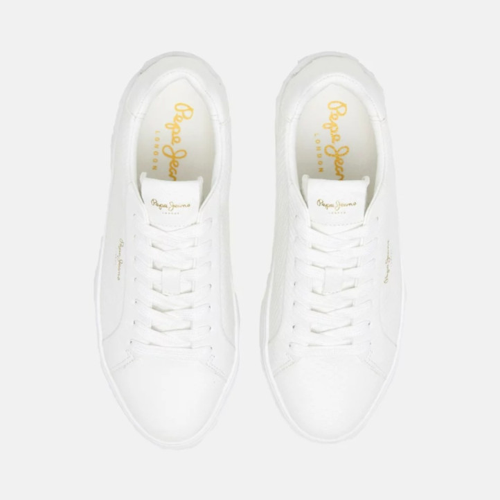 Zapatillas urban Pepe Jeans candem rum blancas con material efecto serpiente - Querol online