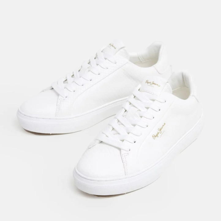 Zapatillas urban Pepe Jeans candem rum blancas con material efecto serpiente - Querol online