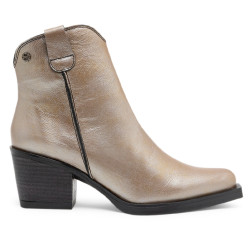 BOTINES COWBOY DE PIEL METALIZADA PLATINO FÁTIMA PORRONET - Querol online