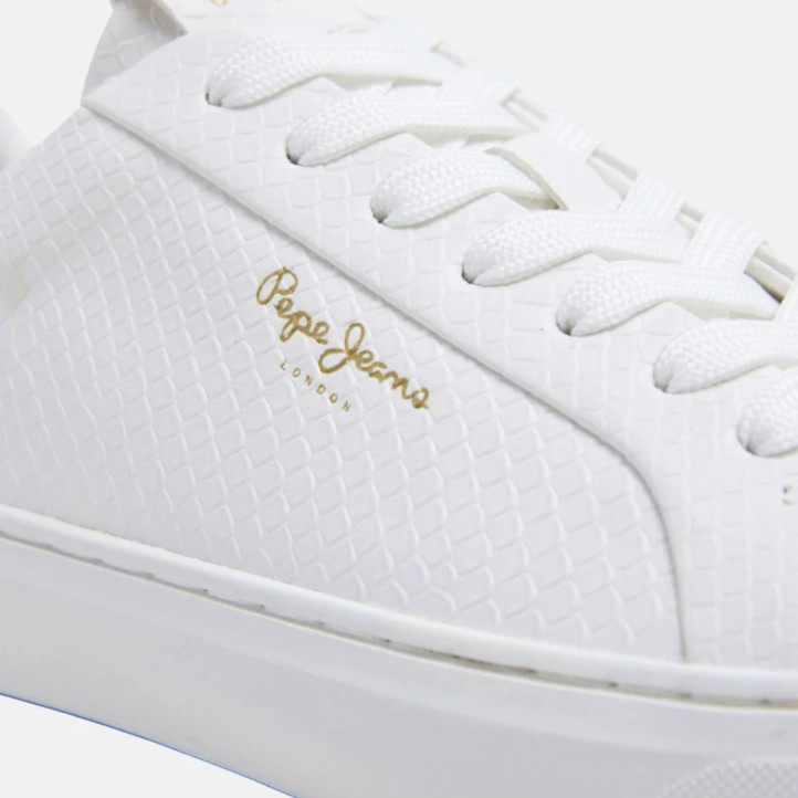 Zapatillas urban Pepe Jeans candem rum blancas con material efecto serpiente - Querol online