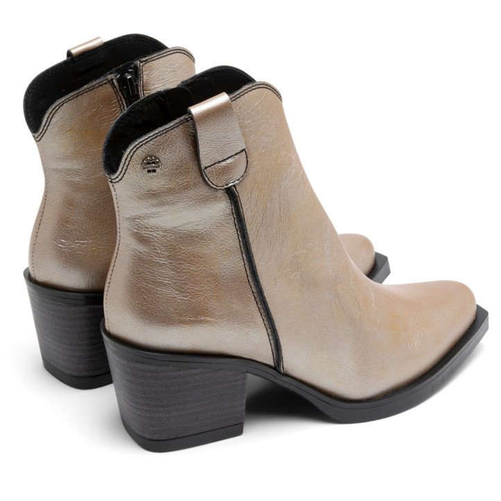 BOTINES COWBOY DE PIEL METALIZADA PLATINO FÁTIMA PORRONET - Querol online