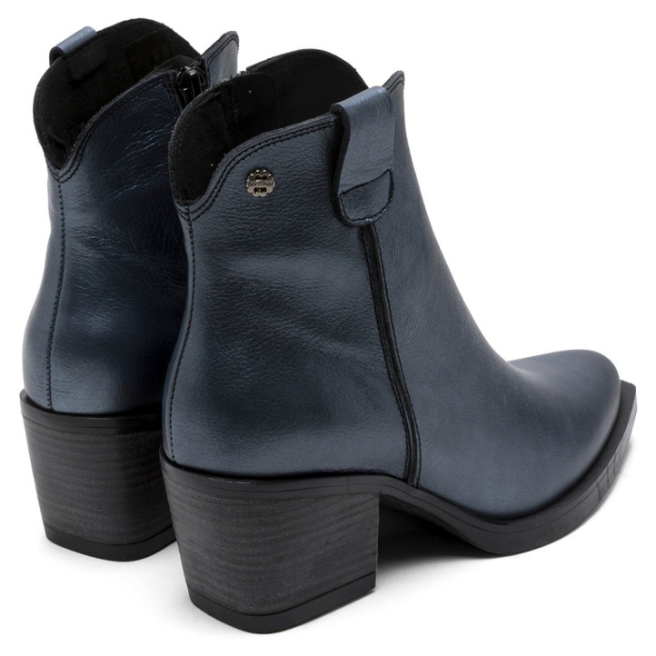 BOTINES COWBOY DE PIEL METALIZADA PLOMO FÁTIMA PORRONET - Querol online