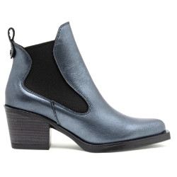 BOTINES COWBOY DE PIEL METALIZADA PLOMO CON ELÁSTICOS FANNY PORRONET - Querol online