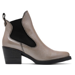 BOTINES COWBOY DE PIEL PLATINO METALIZADA FANNY PORRONET - Querol online