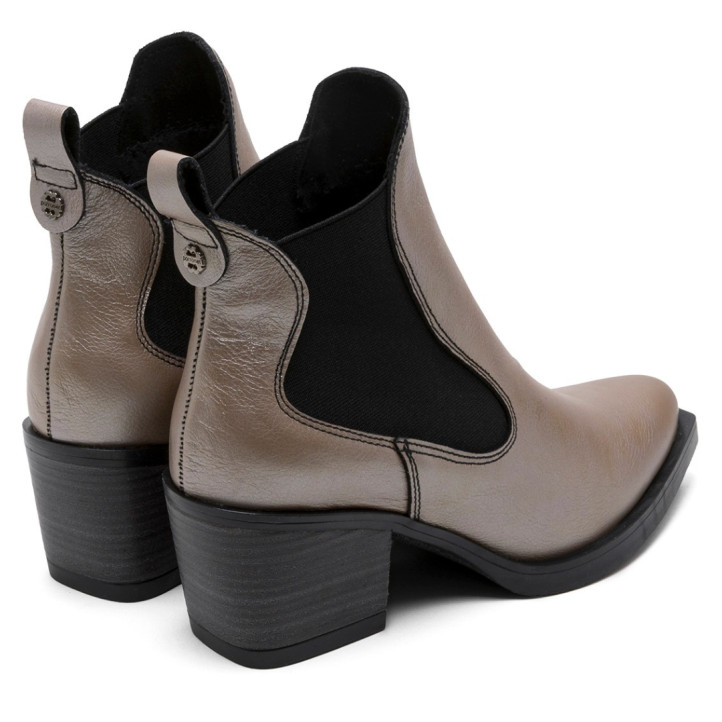 BOTINES COWBOY DE PIEL PLATINO METALIZADA FANNY PORRONET - Querol online