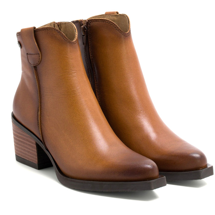 BOTINES COWBOY DE PIEL CUERO CON CREMALLERA FRIDA PORRONET - Querol online
